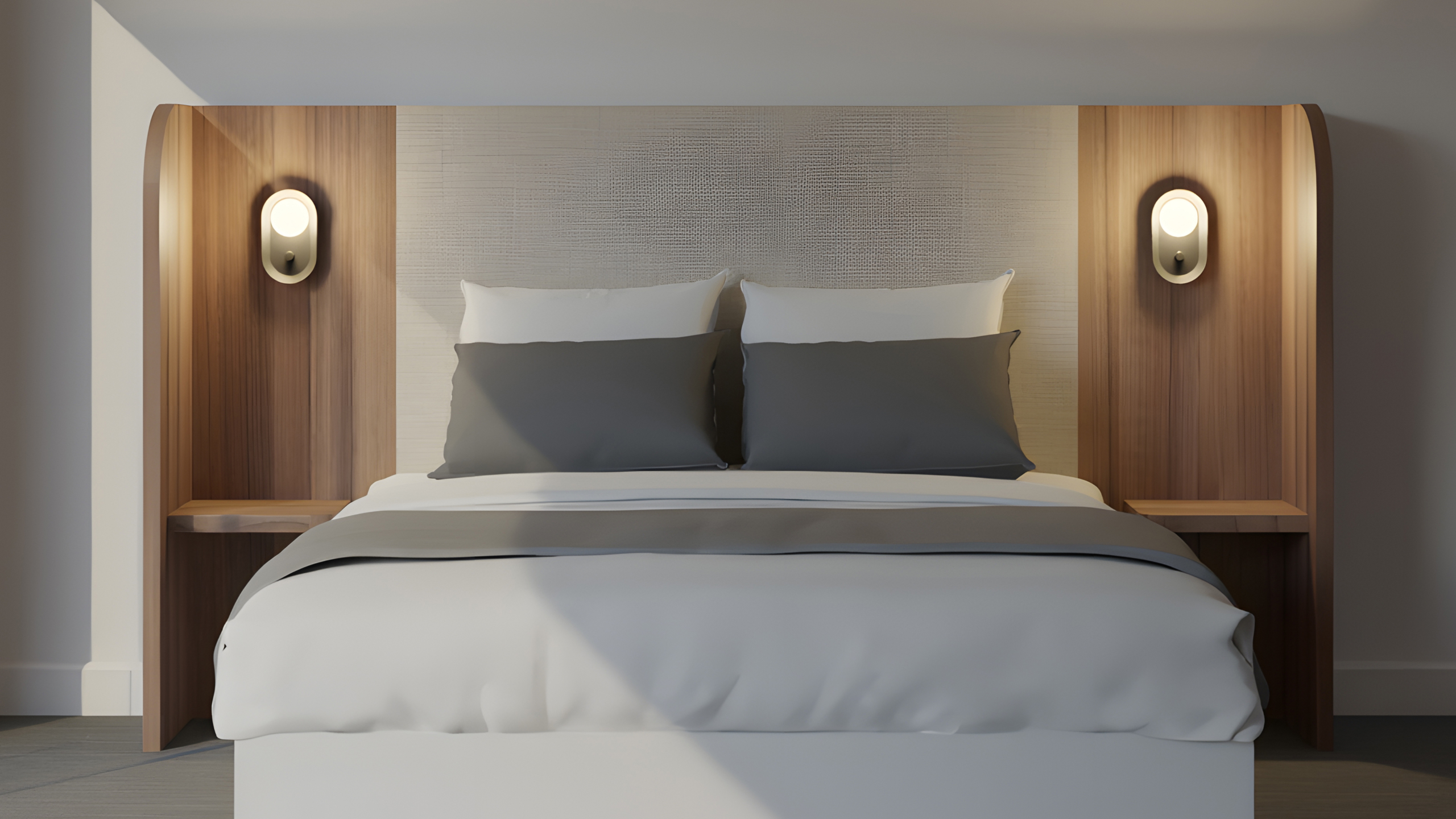 Noyer foncé + Textile gris